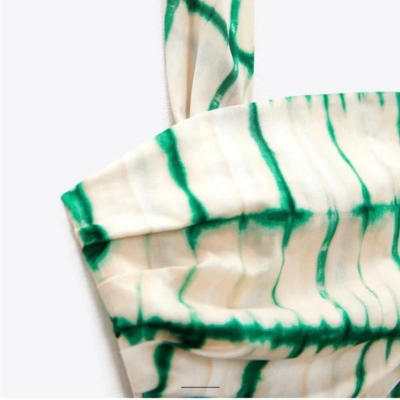 ZARA NWT Elegant Green and White Women's Dress - Picture 8 of 11